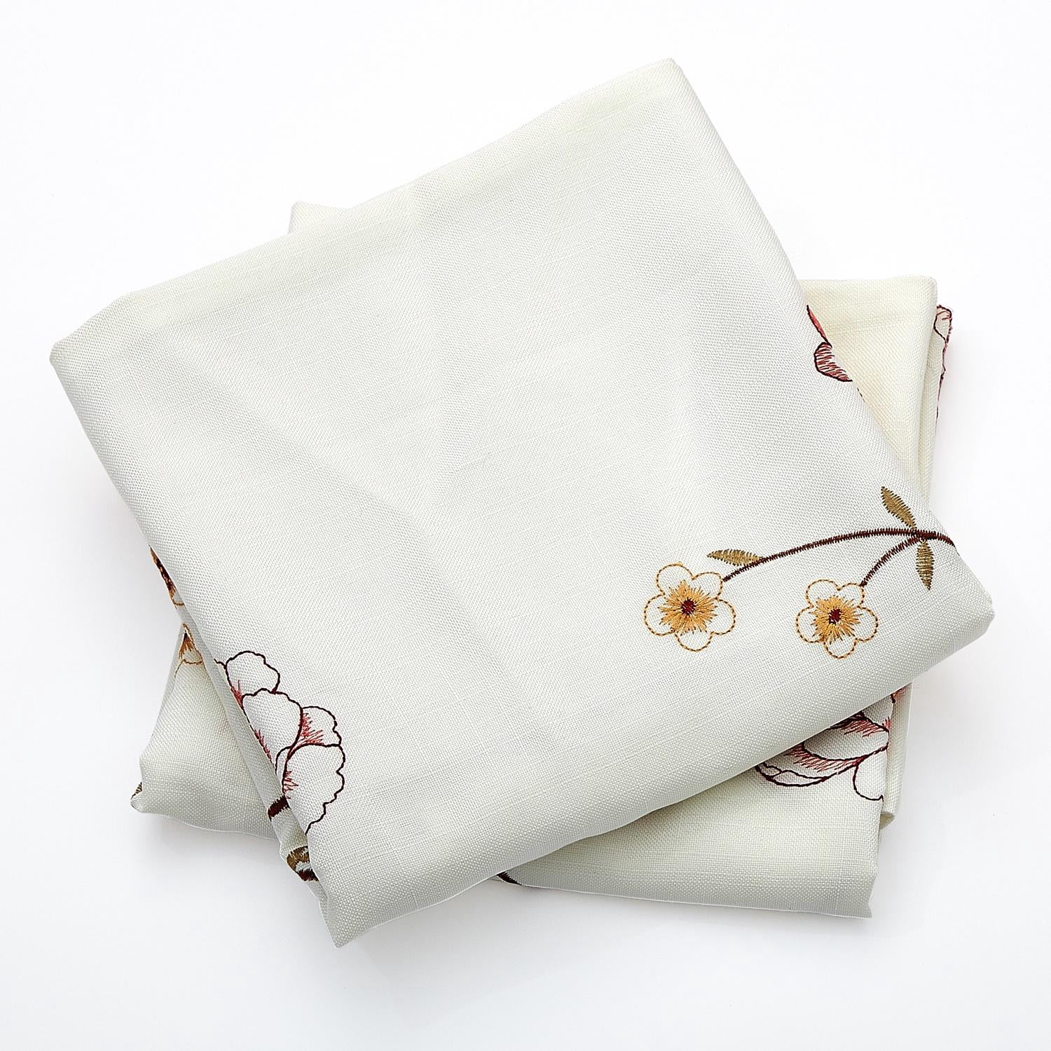 Home Soft Things Embroidery Canvas Throw Pillow Cover Pillow Case 2 Piece Set - Spring Flower - Burgundy - 26" x 26" EURO