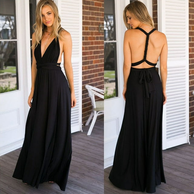 1pcs-Vestido Maxi Negro-XL Xemadio HMJM231-12