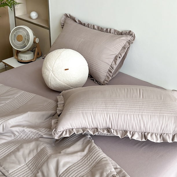 Nvzi 2 fundas de almohada de gasa acolchada suave con estampado verde, fundas de almohada coloridas que iluminan el ambiente de tu dormitorio, 48 x 74 cm (gris).