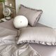 thumbnail image 1 of Nvzi 2 fundas de almohada de gasa acolchada suave con estampado verde, fundas de almohada coloridas que iluminan el ambiente de tu dormitorio, 48 x 74 cm (gris)., 1 of 5