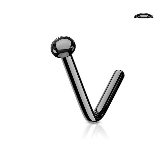 Nose Ring Stud Flat Dome IP Surgical Steel L Bend Shape 20G 18G 6MM Piercing
