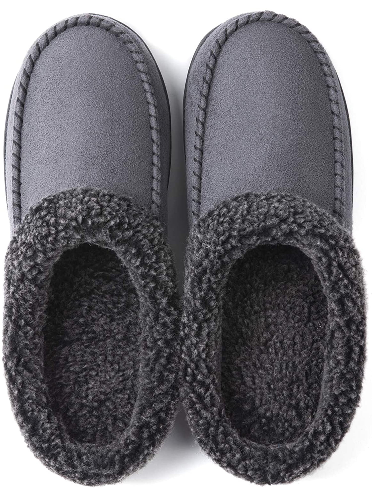 Slip on Clog House Shoes with Indoor Outdoor Anti-Skid Rubber Sole ULTRAIDEAS Men's Cozy Memory Foam Slippers with Fuzzy Plush Wool-Like Lining