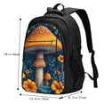 thumbnail image 4 of Yiaed Vintage Blue Leaf Mushroom Print Laptop Backpack,Business Travel Durable Laptops Backpack with USB Charging Port,Water Resistant College Computer Bag, 4 of 5