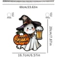 thumbnail image 3 of Halloween Faux Stained Glass Ghost Ornaments Acrylic Halloween Decor Cute Suncatcher Cute Ghost Gothic Fall Decorations for Window Home Front Door (Green), 3 of 10