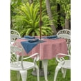 thumbnail image 4 of Outdoor Tablecloth with Umbrella Hole Zipper Vintage Peach Pink Round Tablecloth 54" Waterproof Outside Table Cloth Farmhouse Retro Solid Color Linen Texture Patio Table Cover Tablecloths for Picnic, 4 of 8