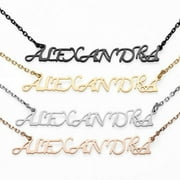 Personalized Planet Women's Stainless Steel Fancy Script Uppercase Name Necklace