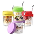 thumbnail image 1 of Recipientes de avena para toda la noche LANDNEOO Glass Mason de 16 oz, paquete de 4, 1 of 8