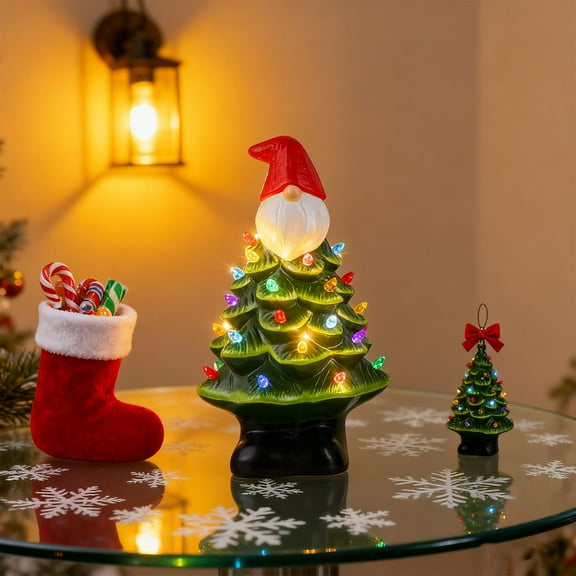 YHAICO Christmas Tree Pendant Christmas Tree Decoration Bundle Christmas Gnome Head LED Night Light Desktop Cute Holiday Ornaments Suitable for Home Desk Bedroom Living Room Christmas Gift