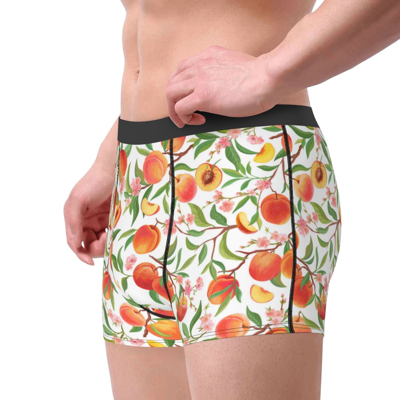 Gaeub Fruits Peach2 Print Men's Boxer Briefs,Super Fit Boxer