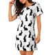 thumbnail image 2 of Fotbe Black Rabbit Bata de Dormir para Mujer con Estampado, Camisón de Algodón de Manga Corta, Ropa de Dormir Casual, 2 of 6