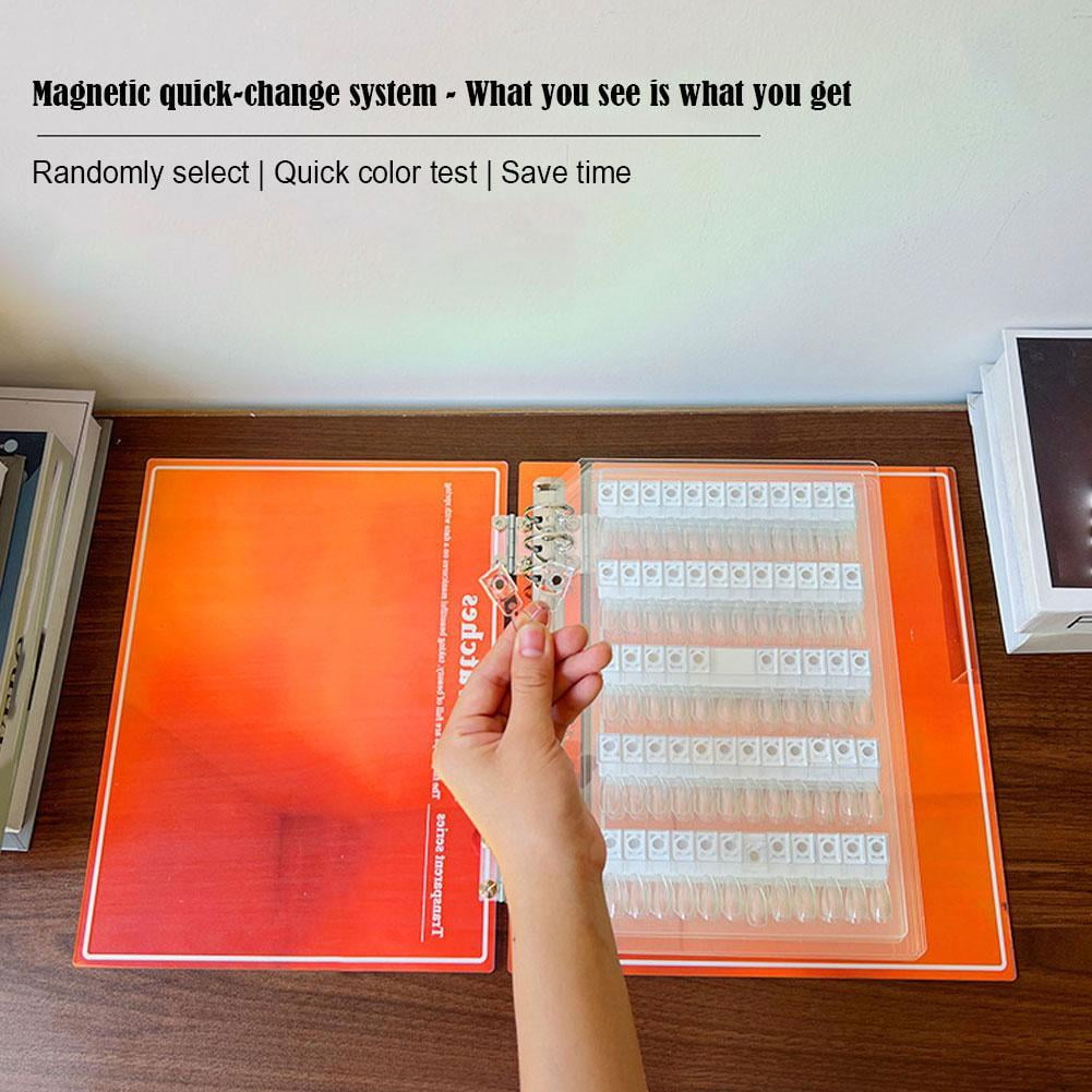 Magnetic Nail Swatches Book - Professional Nail Art Display Booklet for Manicurists, No Glue Needed with Detachable Tips & Self-Adhesive Labels, 120/180/240pcs