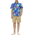 thumbnail image 3 of INSPIRE CHIC Men's Shirts Short Sleeve Floral Printed Button Front Beach Hawaiian Shirt 34 Blue Green, 3 of 7