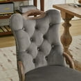 thumbnail image 4 of CQSXDA Velvet Dining Chair Set of 2 in Gray with Handmade Tufted Trim and Solid Wood Handles for Upscale Decor, 4 of 12