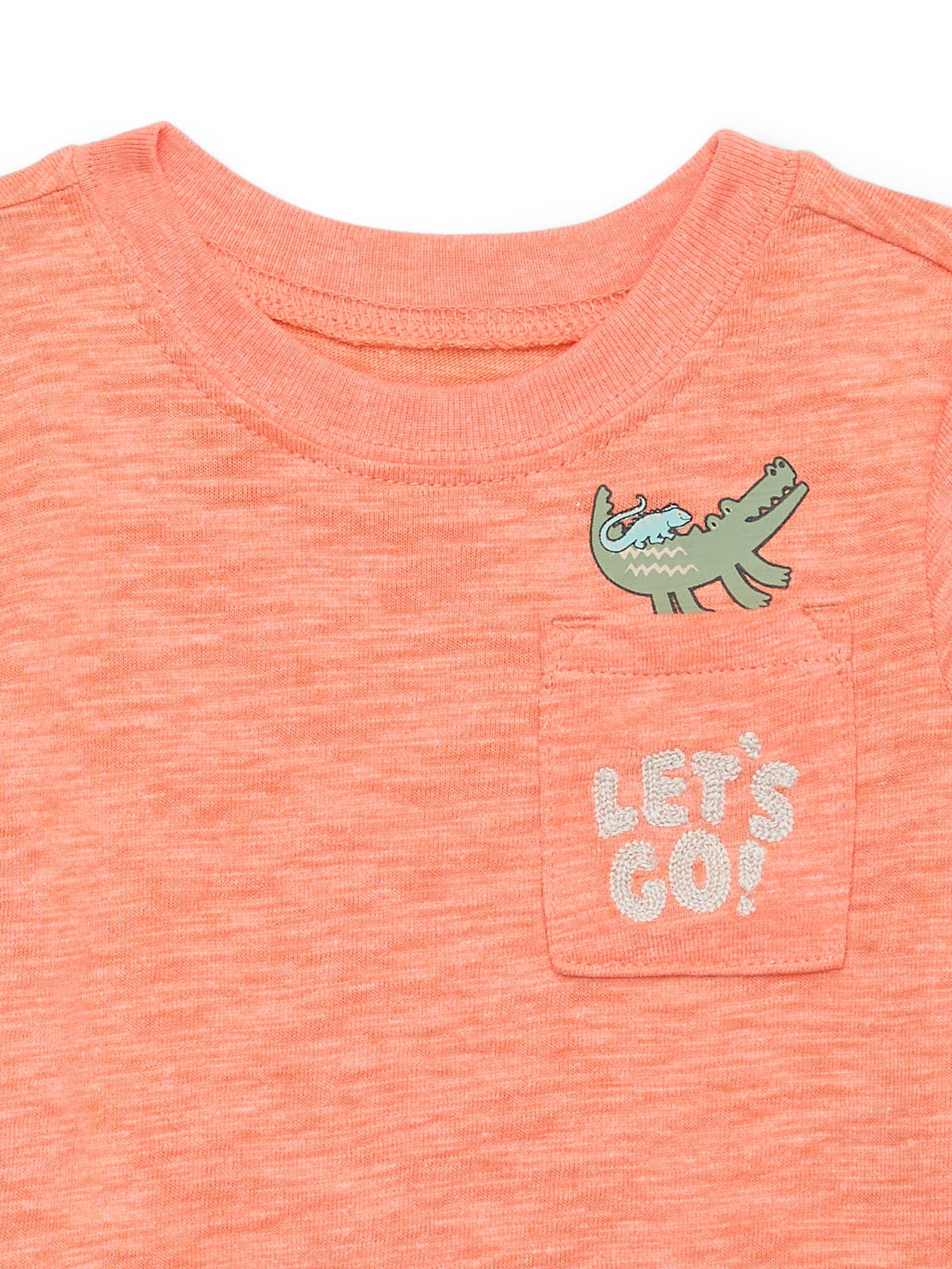 Garanimals Baby Boy Short Sleeve Brushed Jersey T-Shirt with Pocket, Sizes 0-24 Months