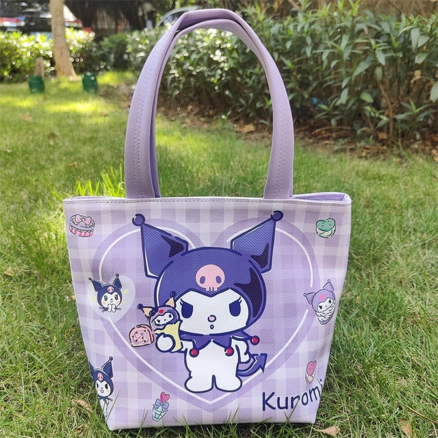 JM Anime Kuromi KT Cat Keroppi bolsa de almuerzo portátil de dibujos animados bolsa Bento patrón de muñecas Kawaii bolso de gran capacidad bolsa de almacenamiento