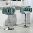 thumbnail image 2 of Spaco 360° Fabric Cover Swivel Bar Stools Set of 2, Adjustable Counter Height Bar Chairs with Woven Back & Footrest, Silver Chromed Bar Stools for Kitchen Island, Blue, 2 of 8