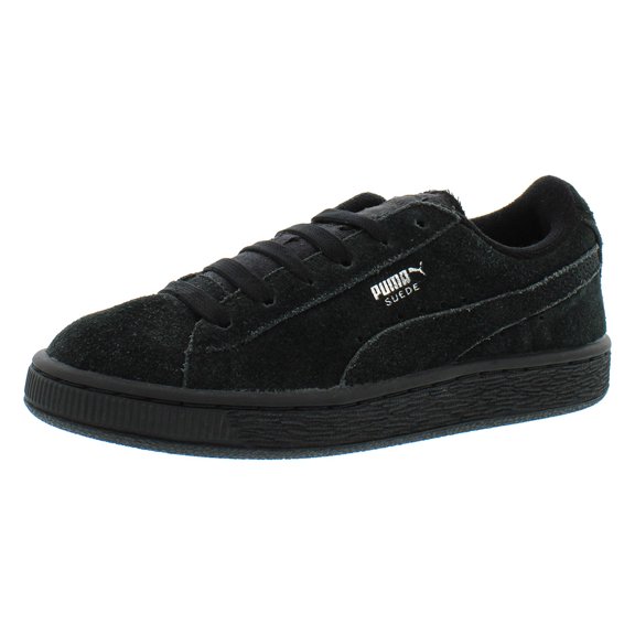 Puma Suede PS Boys Shoes Size 2, Color: Puma Black/Puma Silver