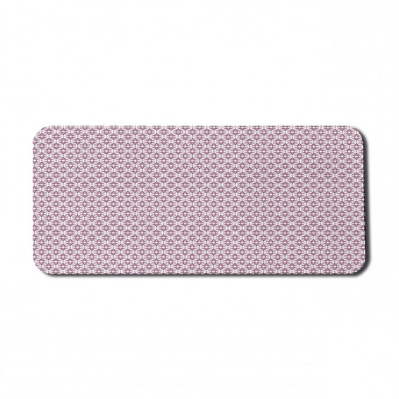Abstract Computer Mouse Pad, Rhythmic Geometric Style Motifs Monochromatic Design on Plain Backdrop, Rectangle Non-Slip Rubber Mousepad X-Large, 35" x 15", White and Pale Fuchsia, by Ambesonne