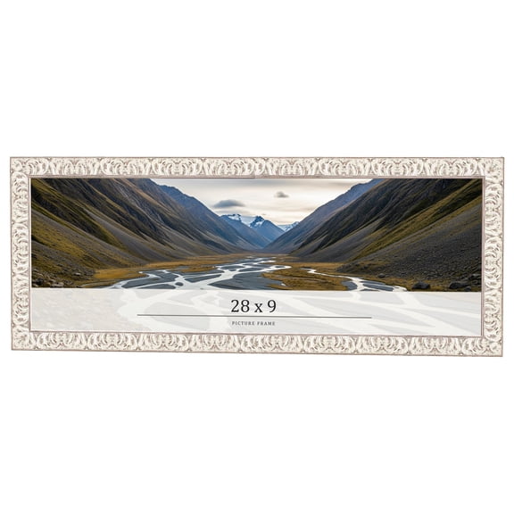 28x9 Frame White Real Wood Picture Frame Width 1.5 inches | Interior Frame Depth 0.5 inches |