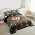 thumbnail image 4 of Manfei Green Square Aztec Bedding Comforter Set for Adult, Tribal Western Bohemian Twin Comforter Sets, Mandala Hippie Style Reversible Bedding Set, Luxury Bedroom Decor, 2 Pieces, 4 of 9