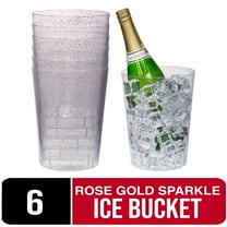 6 Large Disposable Ice Bucket - 96 oz. Plastic Ice Bucket - Rose Gold Glitter