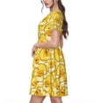 thumbnail image 2 of Daiia Cool Duck With Yellow Strip Print Women's Dresses 2025 Trendy Short sleeve Dresses Casual Baggy Flowy Maxi Sun Dresses, 2 of 6