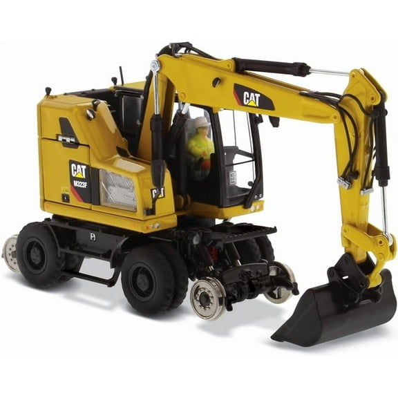 Diecast Masters 1:50 Caterpillar M323F Railroad Wheeled Excavator - Cat Yellow Version | High Line Series Cat Trucks & Construction Equipment | 1:50 Scale Model Diecast Collectible | DM Model 85662