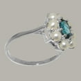 thumbnail image 3 of LBG British Made 18k White Gold Natural London Blue Topaz & Cultured Pearl Womens Statement Ring - 33 size options - Size 8.25, 3 of 6