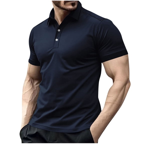 Golf Shirts for Men Quick Dry Performance Casual Short Sleeve Collared Shirt Button Athletic Shirt