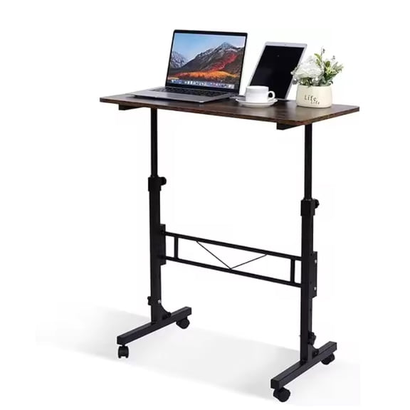 TEQIN Standing Desk Adjustable Height, Mobile Stand Up Desks with Wheels Small Computer Desk Rolling Desk, Portable Laptop Desk Home Office Desks