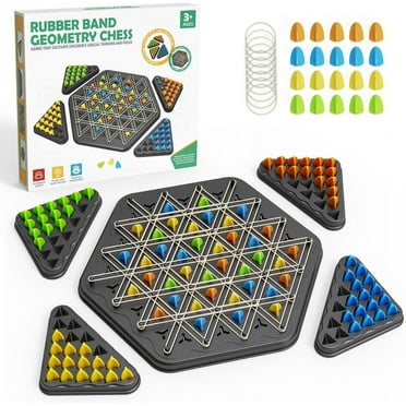 Hcusus Chain Triangle Chess Game for Kids 4-12 & Adults, 2-4 Players, Family Strategy Board Game
