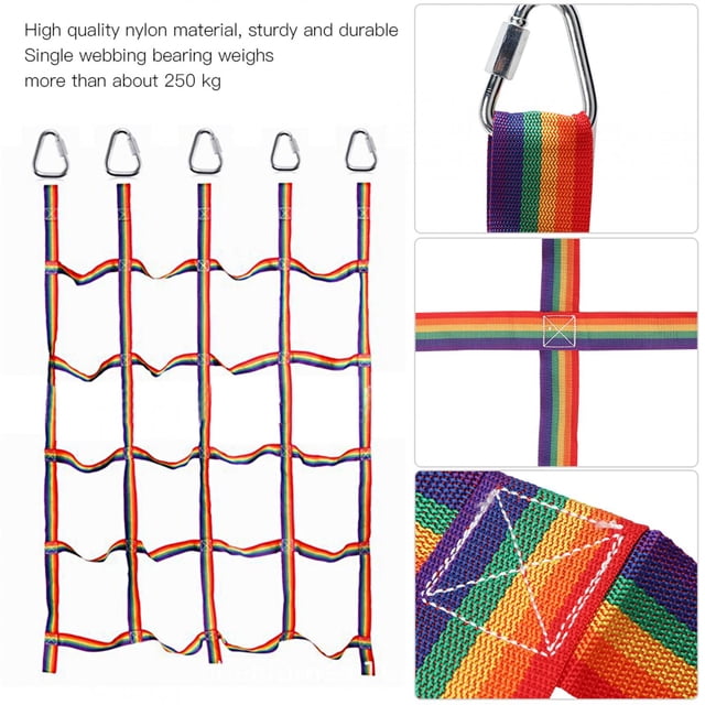 Outdoor Ribbon Climbing Net, Nylon Easy To Install And Carry Safe And Reliable Physical Training Climbing Net, Colorful For Entertainment Daily Sports
