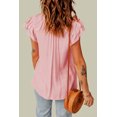 thumbnail image 1 of ABPHQTO Top rosa con escote en V y cordón con volantes en capas para mujer, 1 of 5