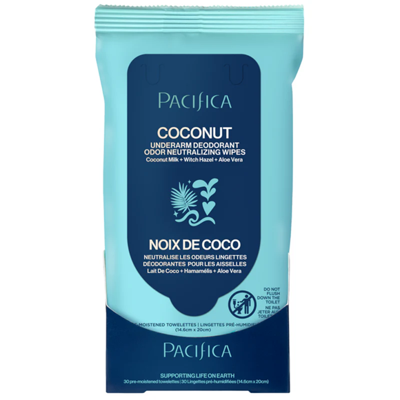 Pacifica - Coconut Milk & Essential Oils Underarm Deodorant Wipes - Unisex - 30ct