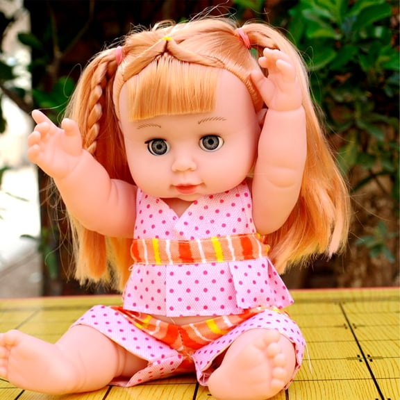 FastXmas Baby Princess Dolls Voice Blinking Talking Vinyl Simulation Doll Interactive Vinyl Dolls Singing Talking Baby with Blinking Eyes Baby Dolls Kindergarten Early Education Toys