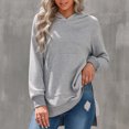 thumbnail image 2 of Sudaderas con capucha para mujer, suave, transpirable, Color puro, informal, estilo suelto, sudadera con capucha para mujer, fiesta, viaje, gris claro L, 2 of 7