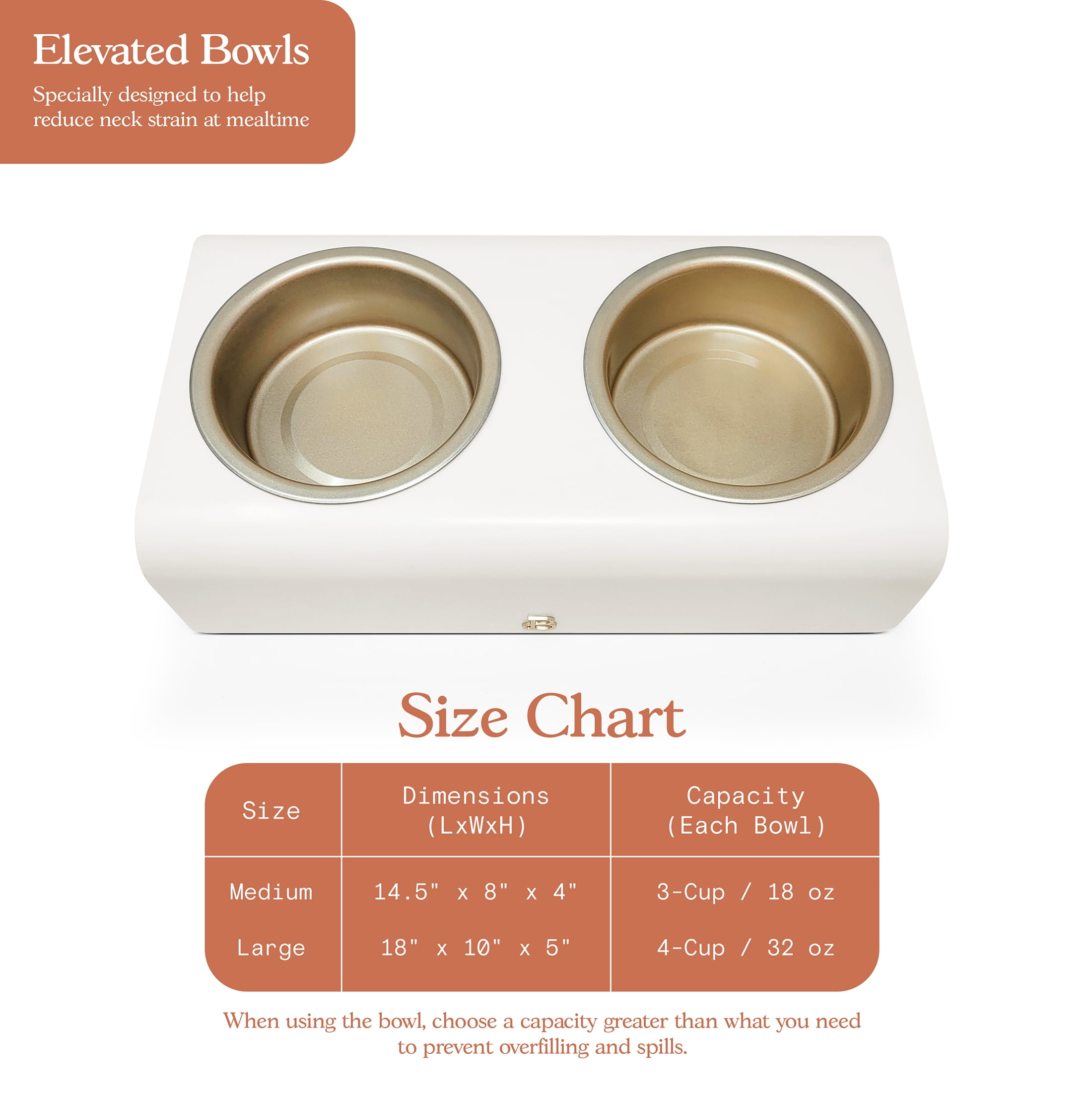 Beautiful Double Elevated Stainless Steel Pet Bowl, 3-Cup, White by Drew Barrymore