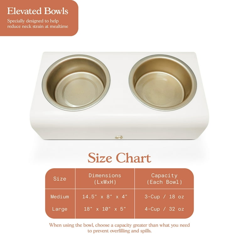 Beautiful Double Elevated Stainless Steel Pet Bowl, 3-Cup, White by Drew  Barrymore - Walmart.com
