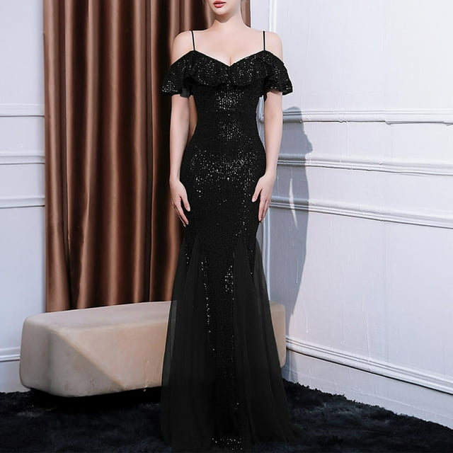 UPPADA Wedding Guest Dresses for Women One Shoulder Ruched Formal Evening Dress Wrap Ruffle Hem Dress Halter Bodycon Maxi Dress High Waist Party Prom Gown Cocktail Dress Clearance Formal Dresses