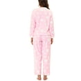 thumbnail image 3 of INSPIRE CHIC Women's Heart Star Tops with Pants Warm Flannel Plush Fleece Pajamas Set XL Pink, 3 of 4