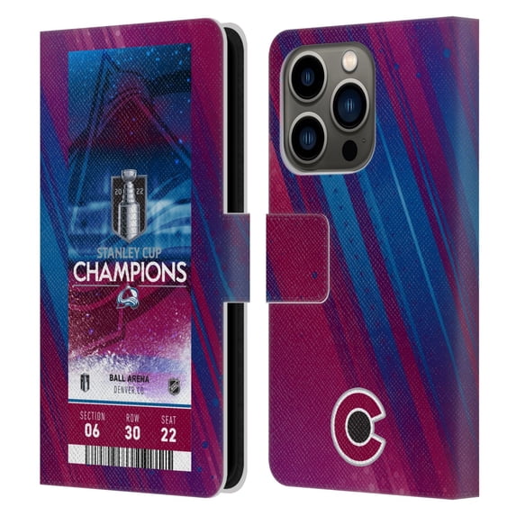 Head Case Designs Officially Licensed NHL 2022 Stanley Cup Champions Colorado Avalanche Ticket Leather Book Wallet Case Cover Compatible with Apple iPhone 14 Pro