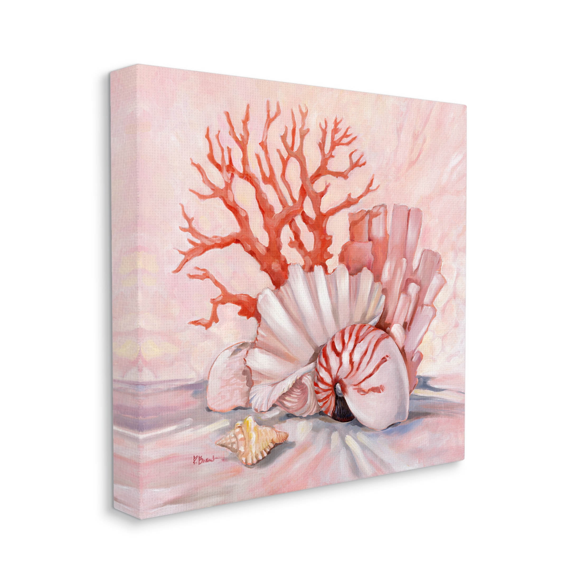 Stupell Industries Coral Still Life Aquatic Seashells Painting Gallery Wrapped Canvas Print Wall Art, Design by Paul Brent