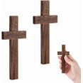 thumbnail image 6 of 2pcs Walnut Wooden Crosses 6.8 inch Wood Cross Solid Wooden Hand Cross Rustic Cross Brown Crucifix Hand Held Cross for Easter Church Home Room Weddings Party Wall Decor Saddle Brown, 6 of 9