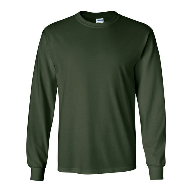 Gildan Ultra Cotton 6 oz. Long-Sleeve T-Shirt, Small, FOREST GREEN