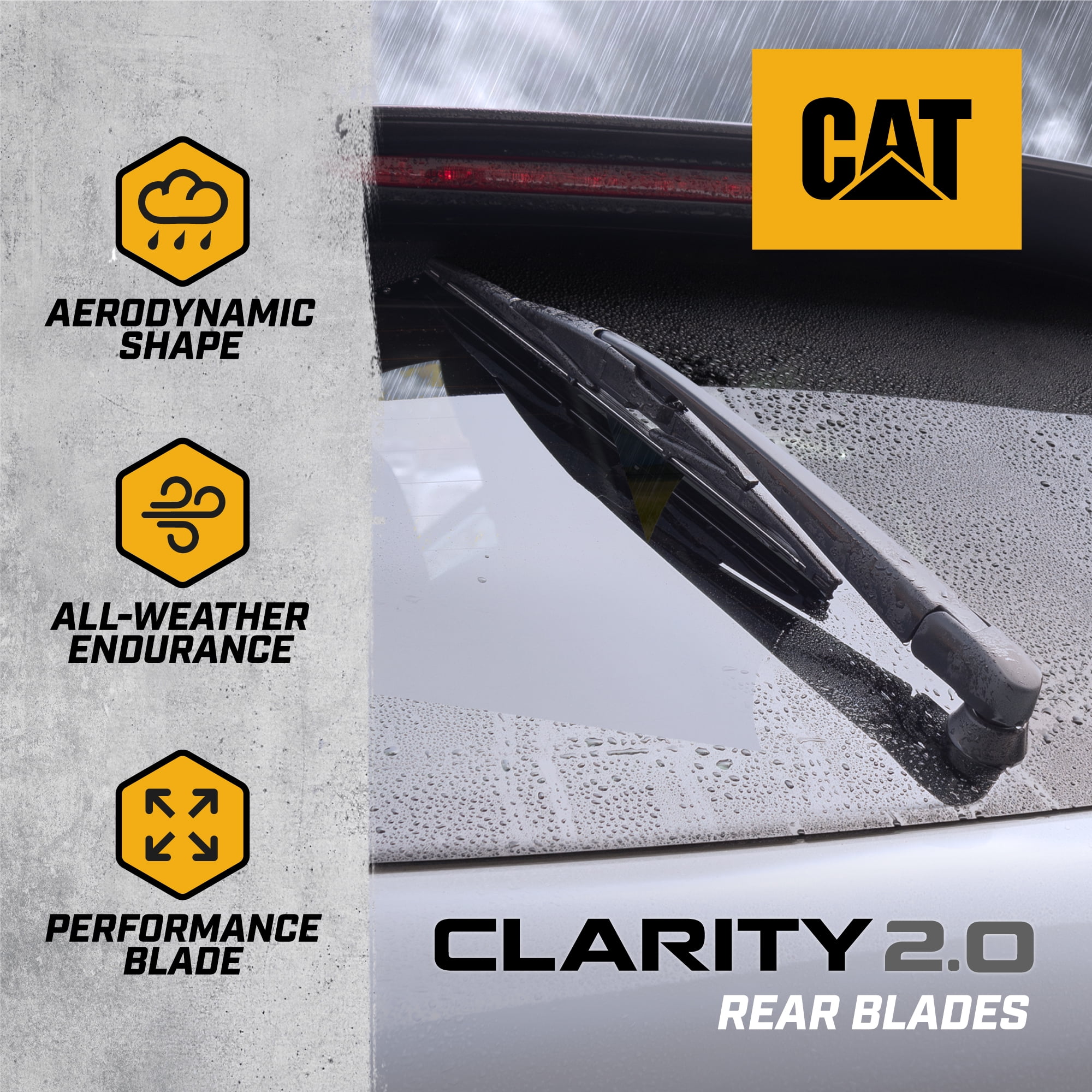 CAT C2.0 Wiper Blades (3-Pack), Front or Rear Wiper Blades for Cars SUVs Trucks, Direct OEM Replacement, Heavy Duty Streak-Free All Seasons Silent Crystal Clear Easy Installation - 22" + 21" + 11"