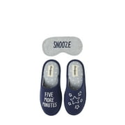 Dearfoams Women's Novelty Five More Minutes Pile Scuff with Eye Mask Slippers