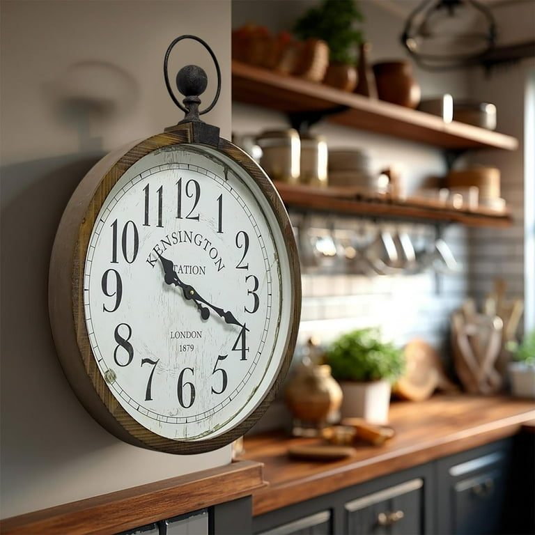 Yosemite Home Decor Kensington Station Engineered Wood Wall Clock