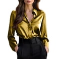 thumbnail image 3 of Sageysalite Satin Button down Shirts for Women Long Sleeve Collared Lightweight Comfy Party Office Business Casual Shirts, 3 of 5