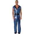 thumbnail image 3 of Hansber Men's Retro 70s Outfit Disco Dance Jumpsuit Sleeveless V Neck Hippie Style Bodysuit for Stage Blue 3XL, 3 of 7