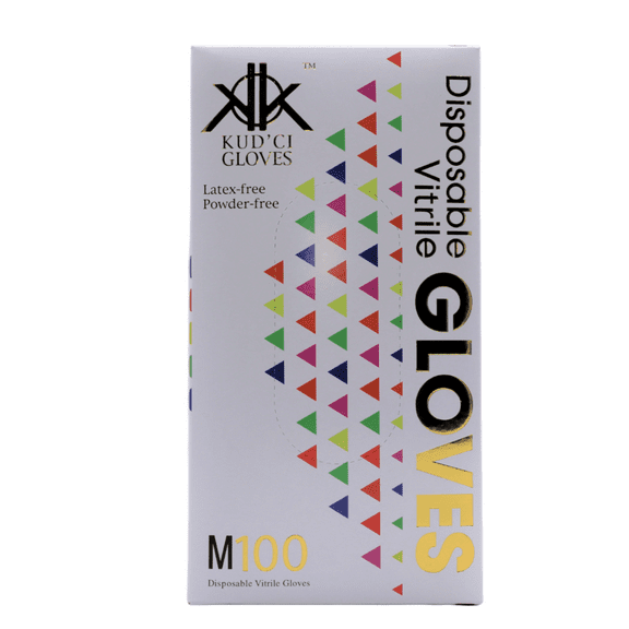 Kud’ci Professional Vitrile Medium Black Disposable Gloves, Latex-Free, Powder- Free, Salon Gloves, Hair dye Gloves, Multi-use Gloves, Tattoo gloves, Mechanic Gloves